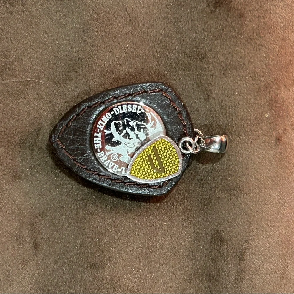 Diesel Brown and Gold Emblem Pendant - Picture 2 of 6